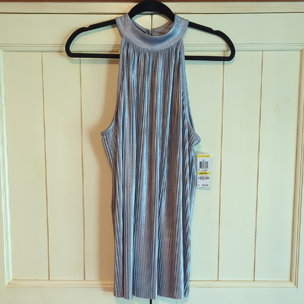 NEW INC International Concepts Silver Metallic Sleeveless Tank Top Size Medium